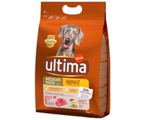 Pienso para perros adultos entre 1 y 7 años a base de buey, arroz y cereales integrales ULTIMA 3 kg.
