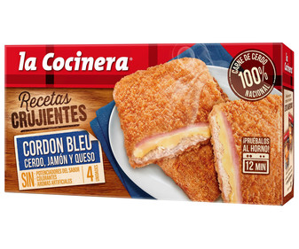 Cordon bleu (cerdo, jamón y queso) LA COCINERA Recetas crujientes 376 g. Cordon bleu (cerdo, jamón y queso) LA COCINERA Recetas crujientes 376 g.