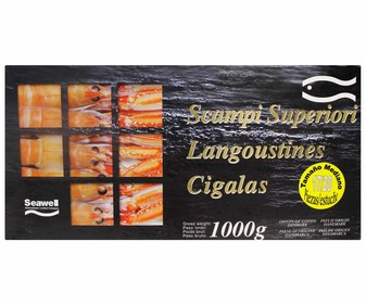 Cigala 17 / 20 ultracongeladas SCAMPI 800 g. Cigala 17 / 20 ultracongeladas SCAMPI 800 g.