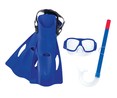Set de snorkel con gafas, tubo y aletas +7 años, color verde o azul, ESSENTIAL.