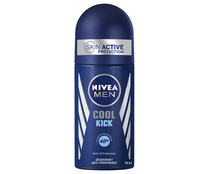 Desodorante roll on para hombre con protección antitranspirante hasta 48 horas NIVEA Men cool kick 50 ml.