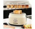 Tostador WESTINGHOUSE WKTT857WH cream vintage, 2 ranuras extra anchas, 6 niveles de tostado, exterior de acero inoxidable.