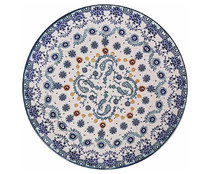 Plato llano de loza decorada acabado brillo, 26cm. Azores SANTA CLARA.