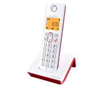 Teléfono inalámbrico Dect Alcatel S250 rojo, identificador de llamada, agenda, registro de llamadas