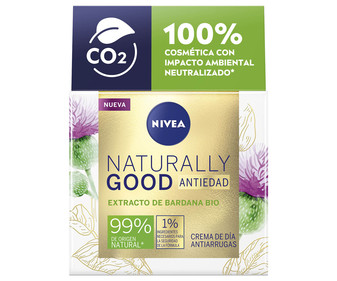 Crema de día con extracto de Bardana orgánico y acción antiarrugas NIVEA Naturally good 50 ml.