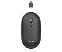 Ratón inalámbrico recargable TRUST Puck negro, ultrafino, silencioso, carga cable Usb.