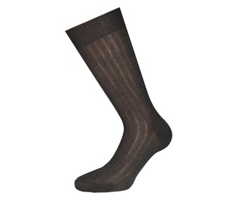 Calcetín de hilo de Escocia con canalé DON POSETS, color marrón, talla 43/46. Calcetín de hilo de Escocia con canalé DON POSETS, color marrón, talla 43/46.