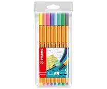 Rotulador punta fina STABILO point 88 - Estuche de 8 colores pastel.