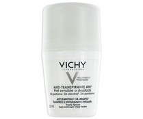 Desodorante roll con antitranspirante 48 horas, sin perfume ni alcohol ni parabenos VICHY 50 ml.