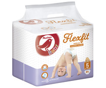 Pañales talla 5 para bebés de 13 a 18 kilogramos ALCAMPO BABY Flexfit 84 uds.