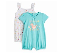 Lote de 2 pijamas pelele de algodón para bebé INEXTENSO, talla 74.