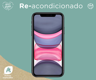 Smartphone 15,49cm (6,1") iPhone 11 black (REACONDICIONADO), Chip A13 Bionic, 128GB, 12+12 Mpx, vídeo en 4K, iOS 15.