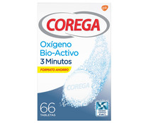 Pastillas limpiadoras de prótesis totales o parciales, con oxigeno activo COREGA 66 uds.