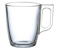 Mug o taza alta con asa, con capacidad de 25 centilitros fabricada en vidrio transparente LUMINARC 1 unidad.