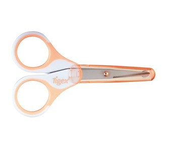 Tijeras con estuche para bebé, azul, TIGEX. Tijeras con estuche para bebé, azul, TIGEX.