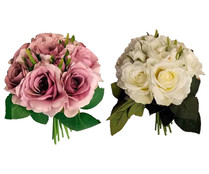 Ramo de rosas elegance surtidas en colores, para bouquet decorativo o decoración del hogar, 28 cm, ESSENCIAL.