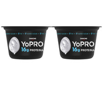 Yogur natural con proteínas y sin azúcares añadidos ni grasa YOPRO de Danone 2 x 80 g.