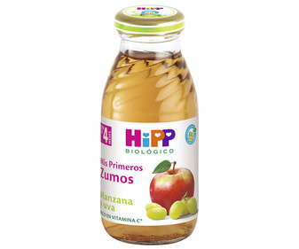 Zumo de fruta (manzana y uva) ecológico a partir de 4 meses HIPP Biológico 200 g. Zumo de fruta (manzana y uva) ecológico a partir de 4 meses HIPP Biológico 200 g.