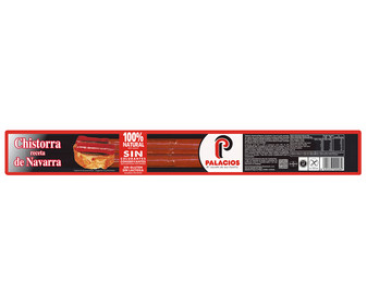 Chistorra recera Navarra elaborada sin gluten y sin conservantes PALACIOS 200 g. Chistorra recera Navarra elaborada sin gluten y sin conservantes PALACIOS 200 g.