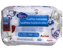Toallitas húmedas para bebé con aloe vera y aceite de almendras dulces ALCAMPO BABY 2 x 72 uds.