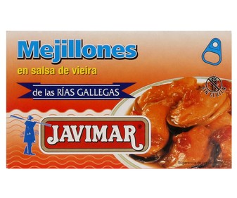 Mejillones en salsa de vieira lata de 70 gramos Mejillones en salsa de vieira lata de 70 gramos