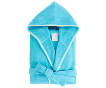 Albornoz infantil velour talla 10 con capucha en color azul, 360g/m², ACTUEL. 