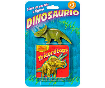 Triceratops, libro de cartón y figura dinosaurio, VV. AA. Género infantil. Editorial Sequoia. Triceratops, libro de cartón y figura dinosaurio, VV. AA. Género infantil. Editorial Sequoia.