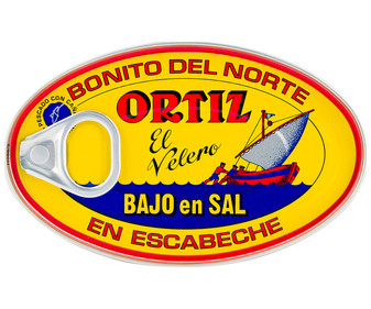 Bonito del norte en escabeche con contenido reducido en sal ORTIZ 82 g. Bonito del norte en escabeche con contenido reducido en sal ORTIZ 82 g.