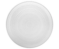 Plato llano redondo de vidrio transparente con decoración en relieve, 27cm., Venere MENAJE.