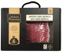Maletín con 6 sobres de 150 g. de jamón de cebo ibérico (50% raza ibérica), cortado en lonchas con separador SELECTOS PEÑARANDA 900 G.