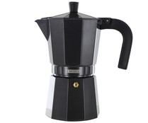 Cafetera italiana Vitro 9 tazas de aluminio de color negro con interior antiadherente MONIX.