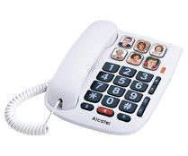 Teléfono fijo ALCATEL TMAX10 FR WHT, teclas grandes, manos libres.