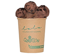 Tarrina de helado artesanal de chocolate con plátano LOLO 475 ml.