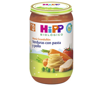 Tarrito de verduras con pasta y pollo ecológico a partir de 12 meses HIPP Biológico 250 g. Tarrito de verduras con pasta y pollo ecológico a partir de 12 meses HIPP Biológico 250 g.