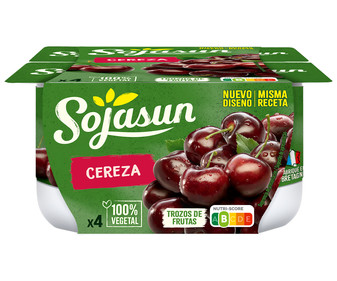 Especialidad de soja con trocitos de cerezas SOJASUN 4 x 100 g. Especialidad de soja con trocitos de cerezas SOJASUN 4 x 100 g.