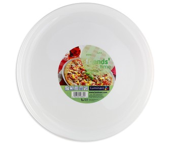 Plato llano para pizza serie Friends Time de 32 centímetros y fabricado en porcelana blanca LUMINARC 1 unidad. Plato llano para pizza serie Friends Time de 32 centímetros y fabricado en porcelana blanca LUMINARC 1 unidad.