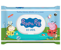 Toallitas húmedas infantiles para la limpieza de cara y manos PEPPA PIG 20 uds.