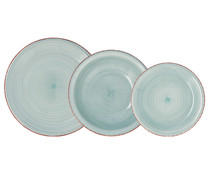 Vajilla completa de 18 platos de gran tamaño de color verde agua, QUID