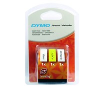 3 cintas de rotulación y etiquetado, de plástico blanco, de papel DYMO.