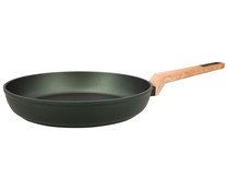 Sartén de aluminio forjado con mango símil madera, 28cm., modelo Baobab QUID.