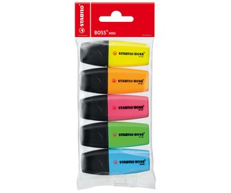 Lote de 5 mini marcadores fluorescentes de diferentes colores STABILO BOSS. Lote de 5 mini marcadores fluorescentes de diferentes colores STABILO BOSS.