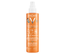 Protector solar en spray, especial niños con pieles sensibles y FPS 50+ (muy alto) VICHY Capital soleil 200 ml.