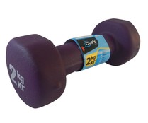 Pesa de 2 Kilogramos, con recubrimiento de neopreno, color morado CUPS.