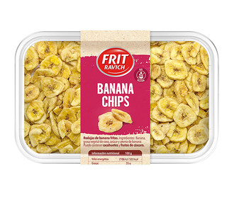 Banana experta deshidratada FRUTAS FRIT RAVICH tarrina 100 g. Banana experta deshidratada FRUTAS FRIT RAVICH tarrina 100 g.