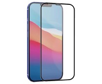 Protector de pantalla compatible con iPhone 12/12 Pro MUVIT, vidrio templado, plano marco negro, antibacteriano. (Teléfono no incluido)