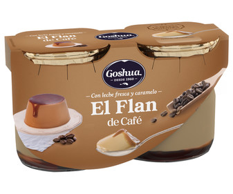 Flan de café elaborado con leche fresca y caramelo GOSHUA 2 x 125 g. Flan de café elaborado con leche fresca y caramelo GOSHUA 2 x 125 g.