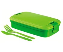 Recipiente Lunch & Go porta comida con cubiertos y compartimentos interiores, color lima CURVER.