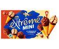Mini conos de helado de vainilla (4) y chocolate (4) con sirope y trocitos de almendras EXTRÉME de Nestlé 8 x 60 ml.