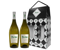 Estuche con 2 botellas de vino blanco verdejo con denominación de origen Rueda PROTOS.