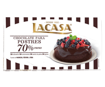 Chocolate especial para postres 70 % cacao LACASA 200 g.